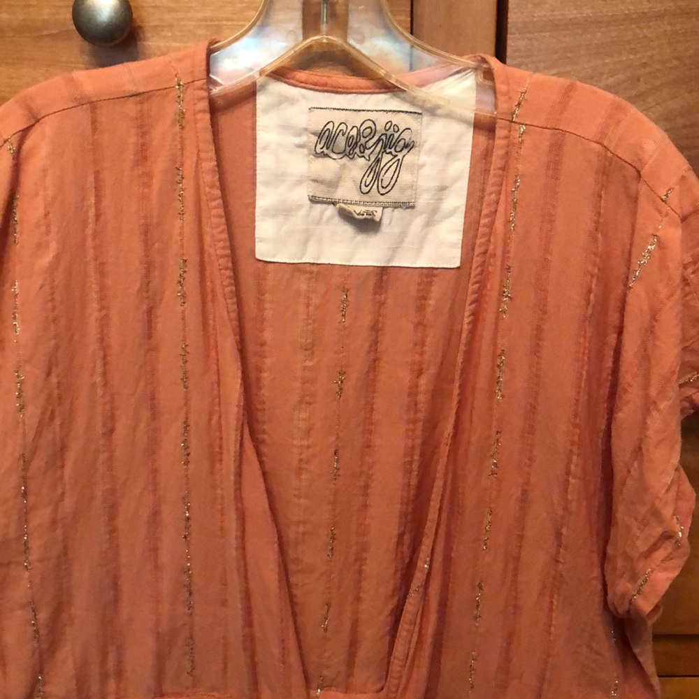 Ace & Jig kimono style wrap shirt in coral